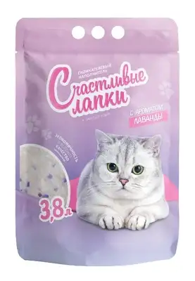 Купить Чистые лапки наполнитель для кошек силикагелевый "Счастливые лапки" с ароматом лаванды