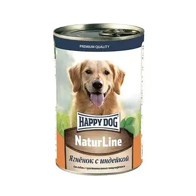 Happy dog консервы для собак: ягненок и индейка (фарш)
