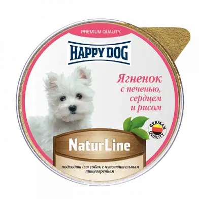 Happy dog Natur Line влажный корм паштет для собак ягненок с печенью, сердцем и рисом (ламистер)