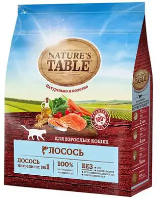 Nature's Table сухой корм для взрослых кошек, с лососем